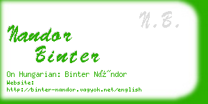 nandor binter business card